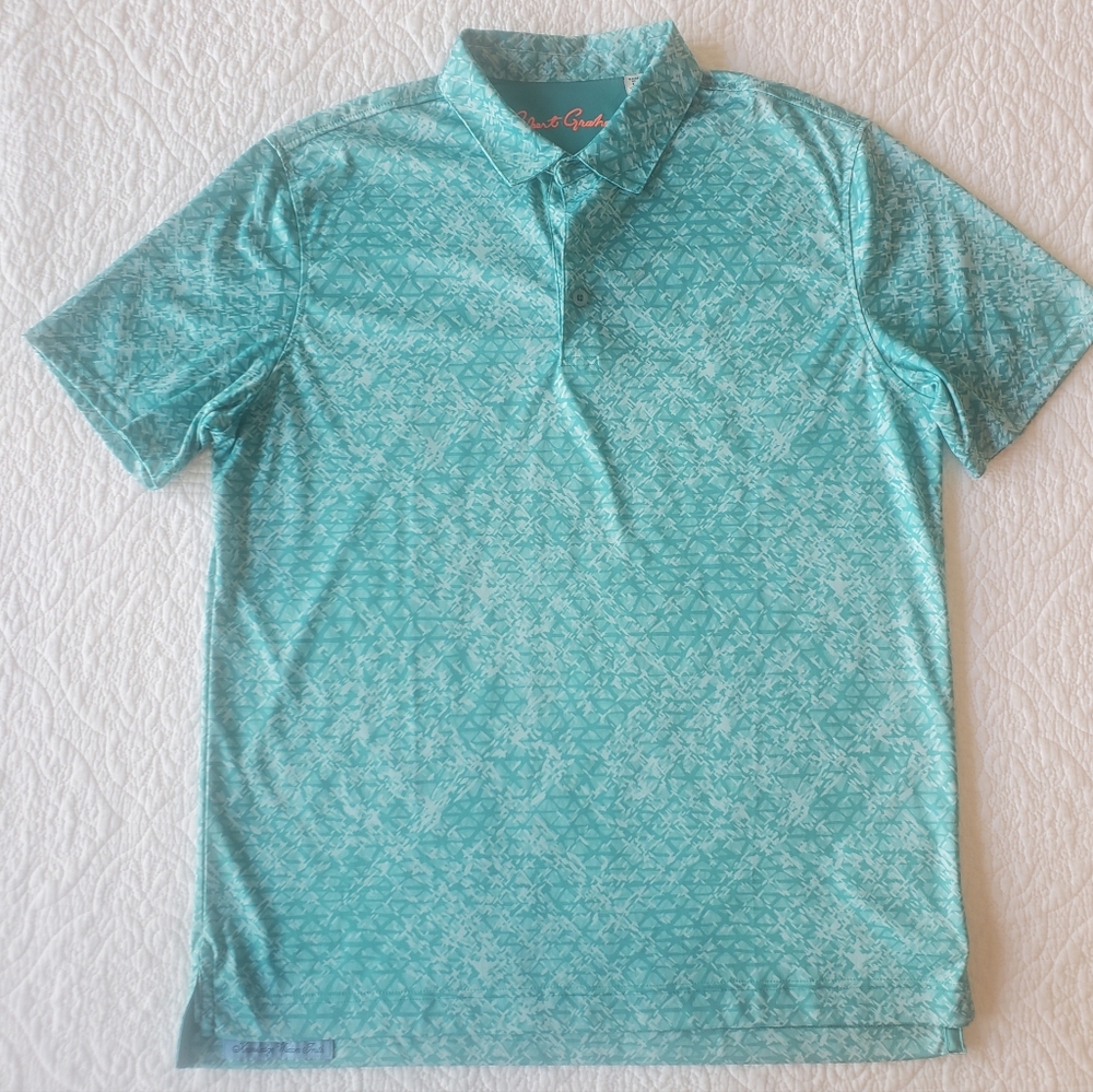 Robert Graham Teal Patterned Polo Shirt
